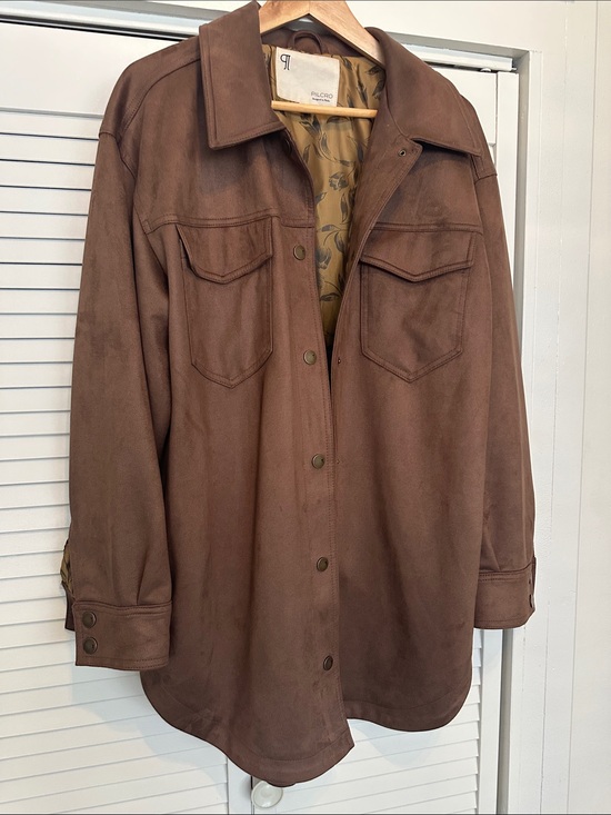 Pilcro Jackets & Blazers - Pilcro Brown Suede-Look Utility Jacket